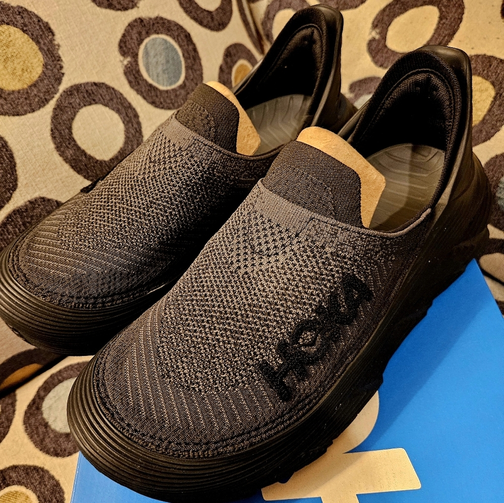 Hoka Black Knit RestoreTC Slip-On Shoes